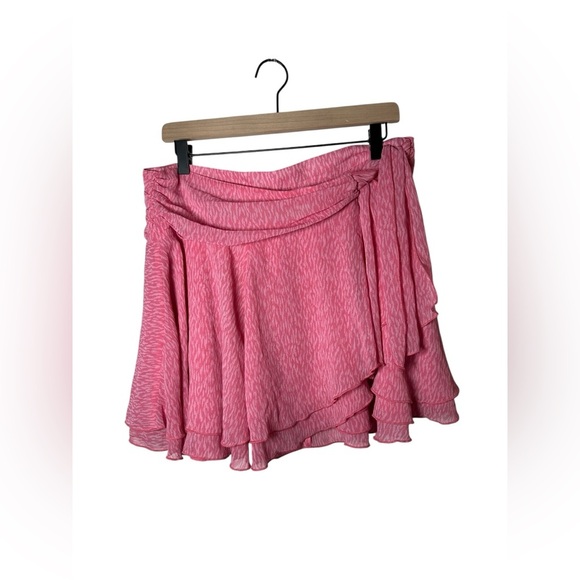 Aerie Pink Ruffled Wrap-Style Mini Skirt - Size L/G - Picture 1 of 5
